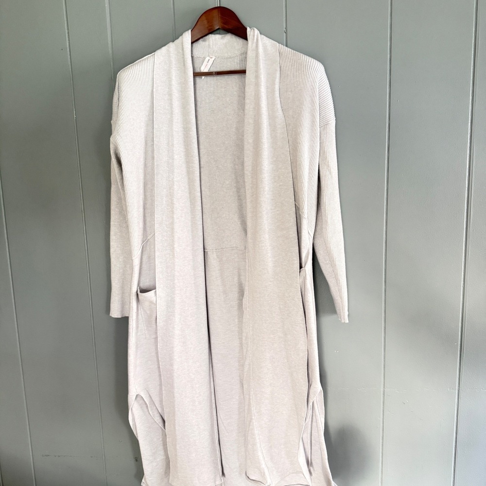 Daily Practice Anthropologie Ribbed Longline Duster Cardigan Large Quiet Luxury‎ - Picture 2 of 9